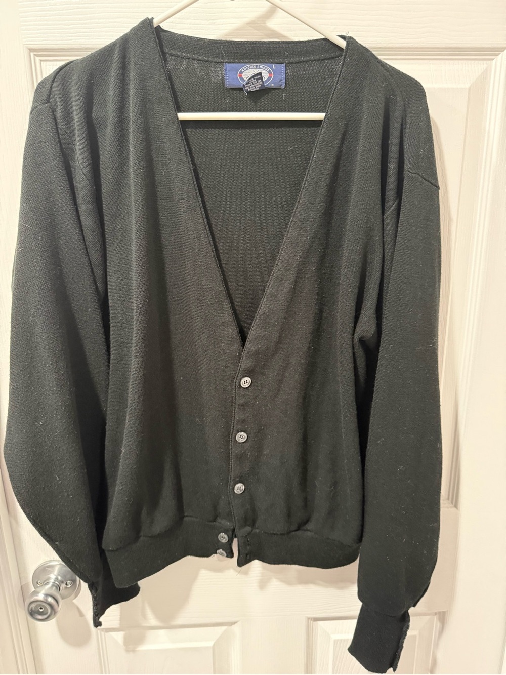 Vintage Knightsbridge Black Men's V-Neck Cardigan Sweater, grandpa, retro
